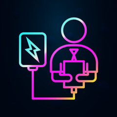 Poster - Bank, charger, electricity nolan icon. Simple thin line, outline vector of social addict icons for ui and ux, website or mobile application