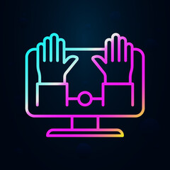Poster - Computer, crime, handcuff nolan icon. Simple thin line, outline vector of social addict icons for ui and ux, website or mobile application