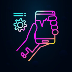 Poster - Smartphone, check, hand nolan icon. Simple thin line, outline vector of social addict icons for ui and ux, website or mobile application