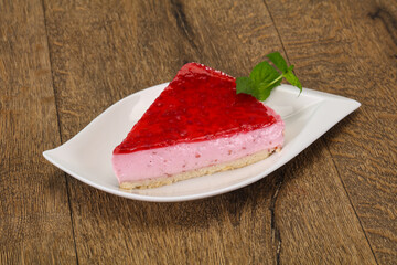 Wall Mural - Soft Raspberry cheesecake served mint