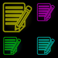 Aufkleber - Contract neon color set icon. Simple thin line, outline vector of global logistics icons for ui and ux, website or mobile application