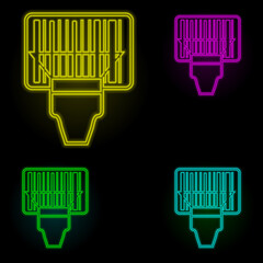 Poster - Barcode scanner neon color set icon. Simple thin line, outline vector of global logistics icons for ui and ux, website or mobile application