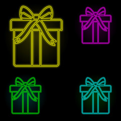 Fototapete - Gift neon color set icon. Simple thin line, outline vector of global logistics icons for ui and ux, website or mobile application