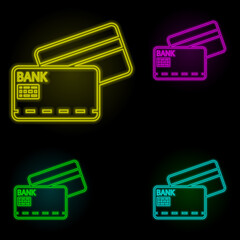 Poster - Credit card neon color set icon. Simple thin line, outline vector of global logistics icons for ui and ux, website or mobile application