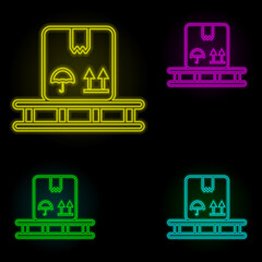 Poster - Box neon color set icon. Simple thin line, outline vector of global logistics icons for ui and ux, website or mobile application