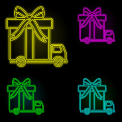 Aufkleber - Delivery truck neon color set icon. Simple thin line, outline vector of global logistics icons for ui and ux, website or mobile application