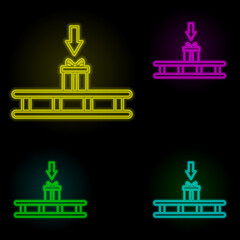 Poster - Pallet send gift neon color set icon. Simple thin line, outline vector of global logistics icons for ui and ux, website or mobile application