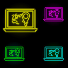 Aufkleber - Online transport neon color set icon. Simple thin line, outline vector of global logistics icons for ui and ux, website or mobile application