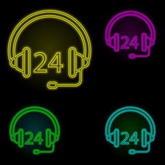 Aufkleber - Online reception neon color set icon. Simple thin line, outline vector of global logistics icons for ui and ux, website or mobile application