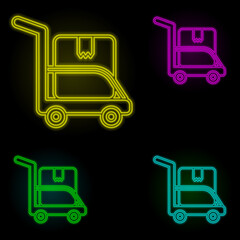 Poster - Move box neon color set icon. Simple thin line, outline vector of global logistics icons for ui and ux, website or mobile application