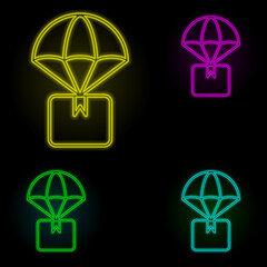Aufkleber - Hot air balloon neon color set icon. Simple thin line, outline vector of global logistics icons for ui and ux, website or mobile application