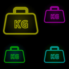 Poster - Package kg neon color set icon. Simple thin line, outline vector of global logistics icons for ui and ux, website or mobile application