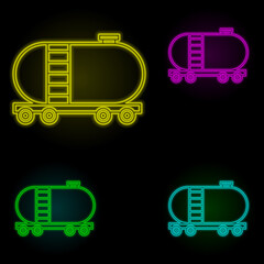 Poster - Tank wagon neon color set icon. Simple thin line, outline vector of global logistics icons for ui and ux, website or mobile application