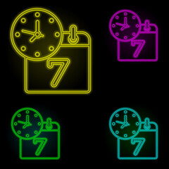 Aufkleber - Calendar and time neon color set icon. Simple thin line, outline vector of global logistics icons for ui and ux, website or mobile application