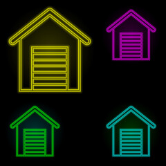 Poster - Warehouse neon color set icon. Simple thin line, outline vector of global logistics icons for ui and ux, website or mobile application