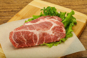 Raw pork meat neck steack