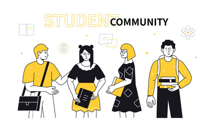 Sticker - Student community - colorful flat design style illustration