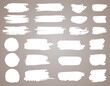 © the8monkey - Set of white ink stains. black paint, ink brush stroke, brush, line or round texture. Dirty artistic design element, box, frame or background for text.