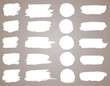© the8monkey - Set of white ink stains. black paint, ink brush stroke, brush, line or round texture. Dirty artistic design element, box, frame or background for text.