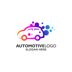 Wall Mural - Colorful car and bubbles for car wash logo design template