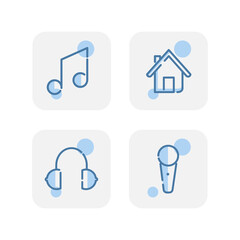 Fototapete - Creative blue online karaoke icons design isolated on white background