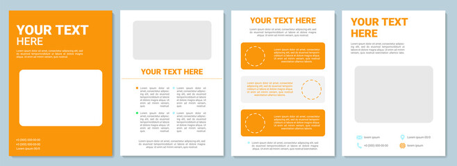 Orange and white brochure template in minimal design. Rectangular copyspace. Flyer, booklet, leaflet print, cover with text space. Vector layouts for magazines, annual reports, advertising posters