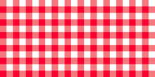 Checkered Vector Background. Square Plaid Seamless Pattern. Geometric Red White Stripe Texture. Vector Illustration.