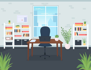 Fototapete - Businessman office flat color vector illustration