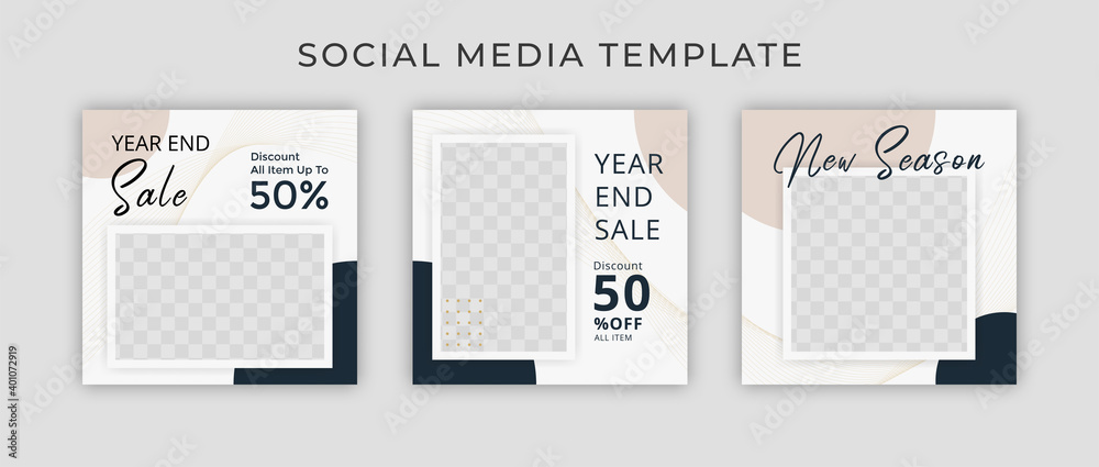 Year end sale banner. Instagram post template. Social media template ...