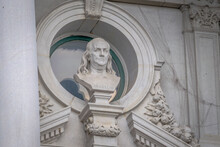 A Bust Of Benjamin Franklin On The Library Of Congress In Washington DC