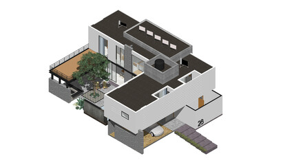 Wall Mural - Isometric Architectural Projection - CLB 3 Roof Floor