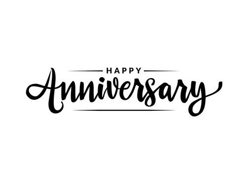happy anniversary calligraphy hand lettering isolated on white. birthday or wedding anniversary cele