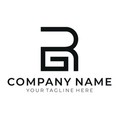 Aufkleber - Initial Letter rg/gr Logo Template Vector Design with black and white background
