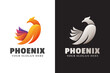 Awesome phoenix , fly eagle, falcon, gradient logo illustration two version