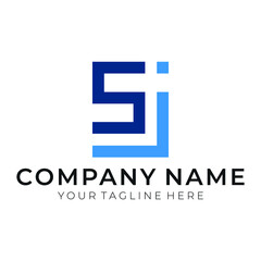 Aufkleber - SJ related company letter logo in dark blue and light blue.Eps 10