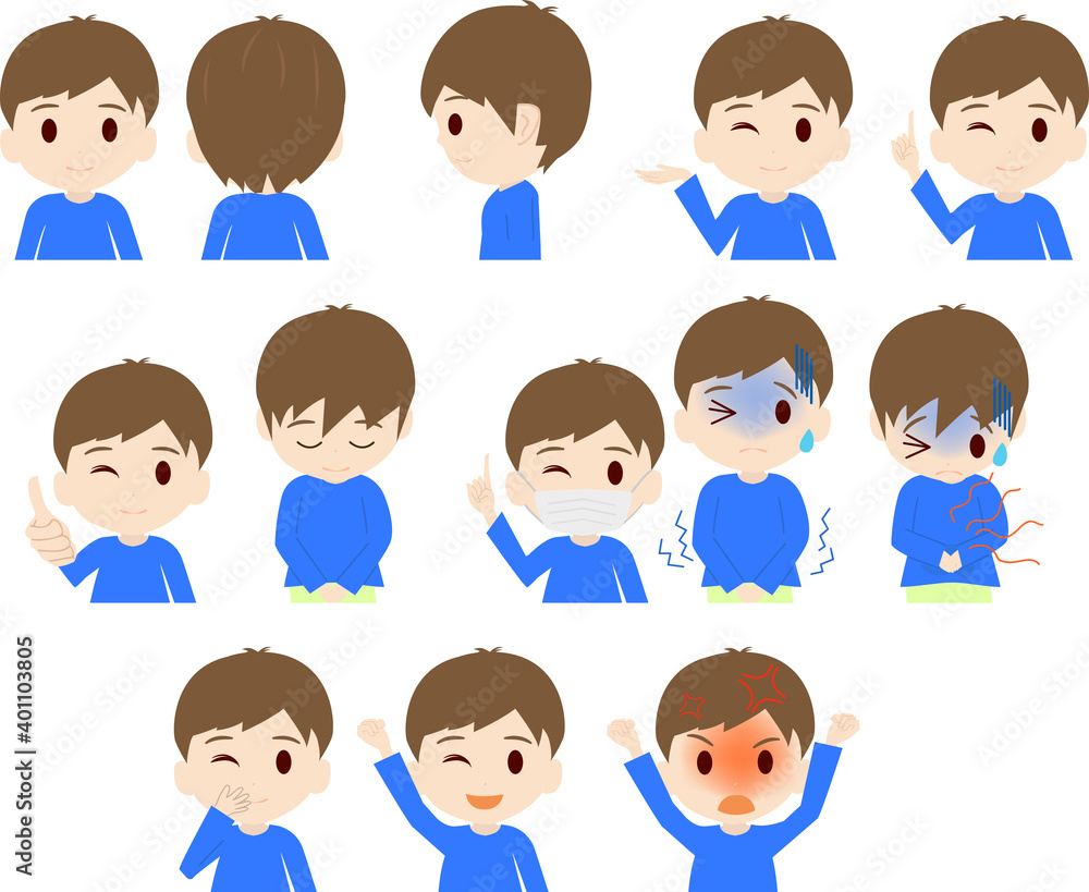 可愛い男の子供の上半身イラストセット Wall Mural Wallpaper Murals Foolchico 可愛い男の子供の上半身イラストセット Wall Mural Wallpaper Murals Foolchico
