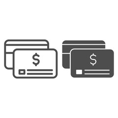 Poster - Credit card line and solid icon, shopping concept, electronic money sign on white background, credit card icon in outline style for mobile concept and web design. Vector graphics.