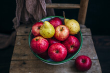 Apples And Pears In A Vintage Bowl