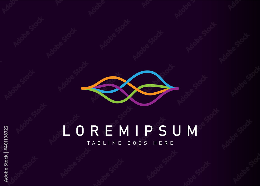 Accounting finance logo design. Vector illustration of Wave flow icon design. Modern logo design with line art style.