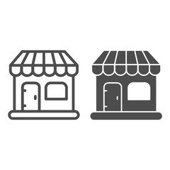 Poster - Shop line and solid icon, shopping concept, store sign on white background, commercial building icon in outline style for mobile concept and web design. Vector graphics.