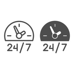 Poster - Customer service, hours line and solid icon, help to the buyer concept, customer service sign on white background, customer service icon in outline style. Vector graphics.