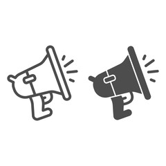 Poster - loudspeaker line and solid icon, technologies concept, megaphone sign on white background, megaphone