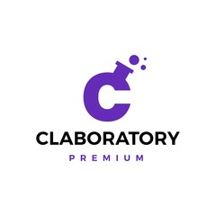 c letter lab logo vector icon illustration