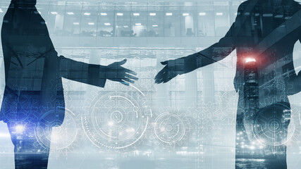 Wall Mural - Business Solutions for Success and Strategy. Gear Mixed Media concept.