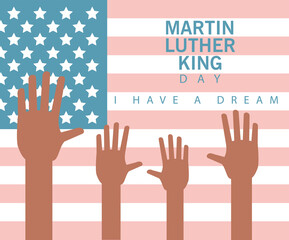 Sticker - martin luther king day lettering with hands in usa flag