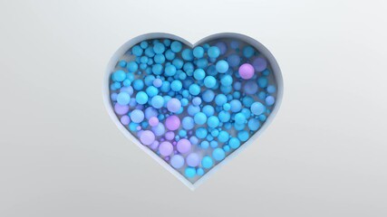 Poster - 3d bright render background with cut out shape filled with colored spheres. bright positive concept.