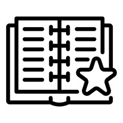 Poster - Notebook bookmark icon. Outline notebook bookmark vector icon for web design isolated on white background
