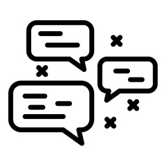Poster - Chat bubble discussion icon. Outline chat bubble discussion vector icon for web design isolated on white background