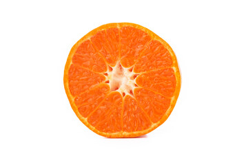 Mandarin tangerine sliced isolated on the white background, macro close up