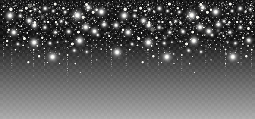 Poster - Glittering vector dust on a transparent background. White sparkling lights. Christmas background. Vector illustration EPS 10